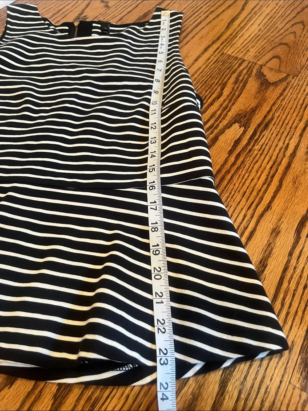 J. Crew Black and White Striped Peplum Tank